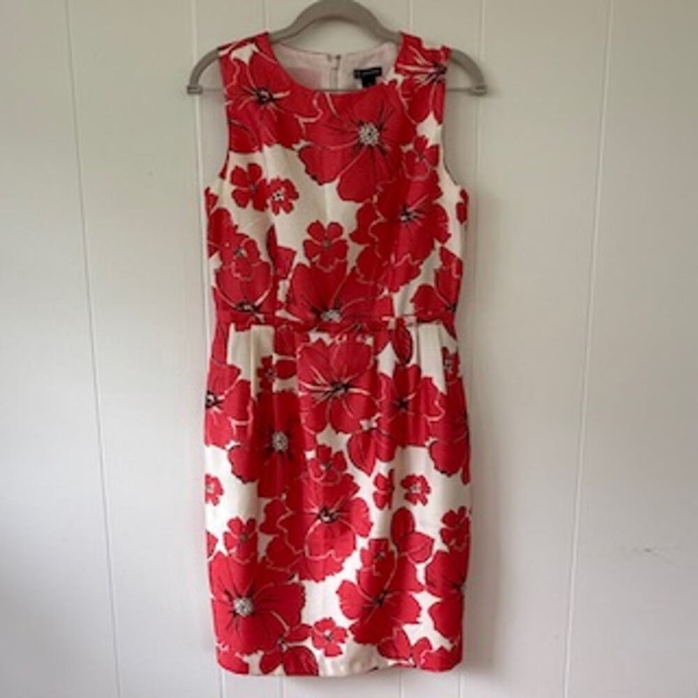New Directions Womens  Sz6 Coral & White Sleeveless Sheath Easter Cottagecore